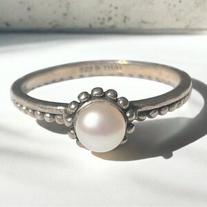 Vintage Silpada Silver Belle Pearl Rope Ring Size 8